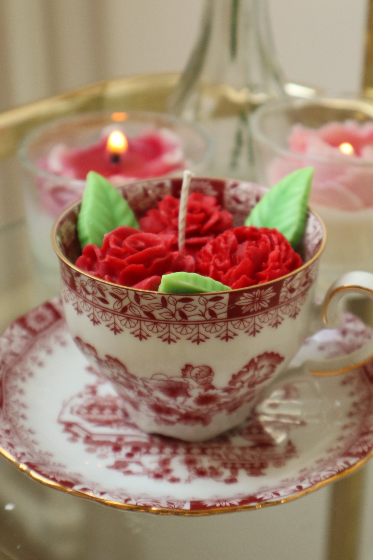 Vintage red rose kaars