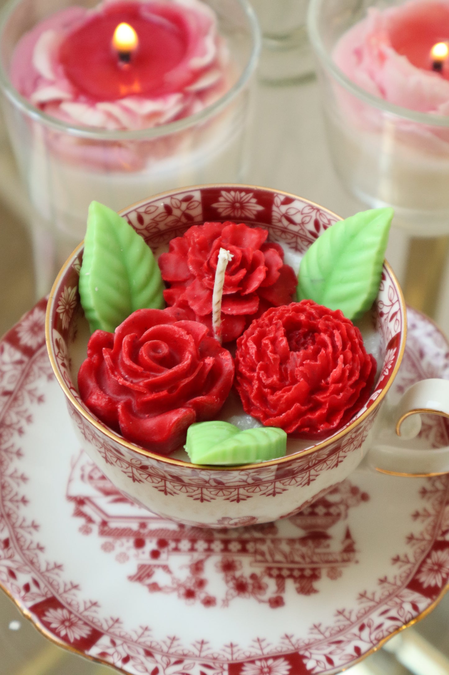 Vintage red rose kaars